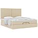 Struttura Letto Pouf con Materassi Crema 200x200 cm in Tessuto - Foto miniatura 4