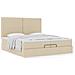 Struttura Letto Pouf con Materassi Crema 200x200 cm in Tessuto - Foto miniatura 5