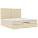Struttura Letto Pouf con Materassi Crema 200x200 cm in Tessuto - Foto miniatura 6
