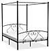 Letto A Baldacchino Nero In Metallo 160x200 Cm - Foto miniatura 1