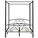 Letto A Baldacchino Nero In Metallo 160x200 Cm - Foto miniatura 4