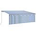 Tenda Sole Retrattile Manuale con LED 4x3m Blu e Bianco - Foto miniatura 1