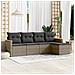 Set Divano da Giardino 5 pz con Cuscini Grigio in Polyrattan - Foto miniatura 2