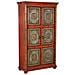 Armadio In Legno Intagliato Rosso 102x44x183 - Foto miniatura 1