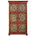 Armadio In Legno Intagliato Rosso 102x44x183 - Foto miniatura 2