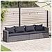 Set Divani Da Giardino 4 Pz Con Cuscini Grigio In Polyrattan - Foto miniatura 1