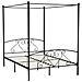 Letto A Baldacchino Nero In Metallo 140x200 Cm - Foto miniatura 2