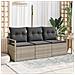 Set di divani da giardino  3 pezzi con cuscini Grigio chiaro Polyrattan, Divano da giardino 2 posti  con cuscini Grigio Polyrattan - Foto miniatura 2