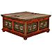 Tavolino Artigianale In Legno Rosso 100x100x47h Cm - Foto miniatura 1