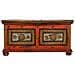 Tavolino Artigianale In Legno Rosso 100x100x47h Cm - Foto miniatura 3