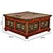 Tavolino Artigianale In Legno Rosso 100x100x47h Cm - Foto miniatura 4