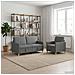 Set di Divani con Storage 2 pcs Grigio Scuro Poliestere - Foto miniatura 2