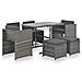 Set Da Pranzo Per Esterni 7 Pz Con Cuscini In Polyrattan Grigio - Foto miniatura 1