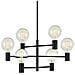 , Lampadario A 6 Luci A Sospensione Con 6 Lamp, Attacco Per Lampada A Sospensione Per Living Room, Dining Room O Bedroom, Attacco E27, Colore Nero Cromato, Con Cappucci A Sfera - Foto miniatura 1