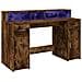 Scrivania Con Luci Led Rovere Fumo 140x55x91 Cm In Multistrato - Foto miniatura 3