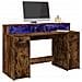 Scrivania Con Luci Led Rovere Fumo 140x55x91 Cm In Multistrato - Foto miniatura 1