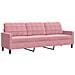Set di Divani 3 pz con Cuscini e Rinforzi rosa in Velluto - Foto miniatura 4
