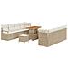 Set Divano da Giardino  11 pezzi con Cuscini Beige in Polyrattan e Acacia, Divano da Giardino  2-Persone con Cuscini Beige in Polyrattan, Set da Pranzo da Giardino  3 pezzi con Cuscini Beige in Polyrattan e Acacia - Foto miniatura 1