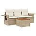 Set Divano da Giardino 4 pz con Cuscini Beige in Polyrattan - Foto miniatura 1