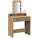 Tavolo da trucco  con luci LED in Rovere, artigianale, 79x41x140 cm - Foto miniatura 3