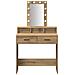 Tavolo da trucco  con luci LED in Rovere, artigianale, 79x41x140 cm - Foto miniatura 5