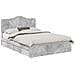 Letto con Contenitore con testiera Grigio cemento 150 x 200 cm - Foto miniatura 1