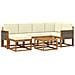 Set di divani da esterno con cuscino 7 pcs Naturale e Crema - Foto miniatura 1