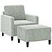 Poltrona Con Poggiapiedi Grigio Chiaro 60 Cm In Velluto - Foto miniatura 3