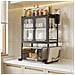 Scaffale Credenza Porta Microonde Con Vetrinetta In Metallo Nero 57x37x76cm - Foto miniatura 3
