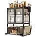 Scaffale Credenza Porta Microonde Con Vetrinetta In Metallo Nero 57x37x76cm - Foto miniatura 5
