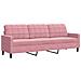 Set di Divani 3 pz con Cuscini e Rinforzi rosa in Velluto - Foto miniatura 4