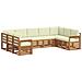 Set divani 9 pcs Naturale e Crema Legno di Acacia Massello - Foto miniatura 1