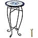 Tavolino Da Balcone Sgabello Portafiori Decorato A Mosaico 30 X 30 X 61,5 Cm - Bianco / blu - Foto miniatura 1