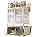 Scaffale Credenza Porta Microonde Con Vetrinetta In Metallo Bianco 57x37x76cm - Foto miniatura 4