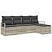 Set Divano da Giardino 5 Pezzi con Cuscini Grigio Chiaro Polyrattan, Divano da Giardino 2 Posti con Cuscini Grigio Polyrattan - Foto miniatura 1