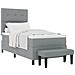 Letto a Box Spring con Materasso e Panchina Grigio Chiaro 80x200 cm Tessuto - Foto miniatura 1