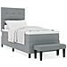 Letto a Box Spring con Materasso e Panchina Grigio Chiaro 80x200 cm Tessuto - Foto miniatura 4