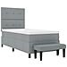Letto a Box Spring con Materasso e Panchina Grigio Chiaro 80x200 cm Tessuto - Foto miniatura 8