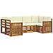 Set divani 6 pcs Naturale e Crema Legno di Acacia Massello - Foto miniatura 1