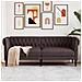 Divano Chesterfield A 3 Posti Marrone Scuro In Tessuto - Foto miniatura 1