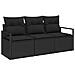 Set di Divani da Giardino  3 Pezzi con Cuscini Nero Polyrattan, Divano da Giardino 2 Posti  con Cuscini Nero Polyrattan - Foto miniatura 1