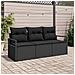 Set di Divani da Giardino  3 Pezzi con Cuscini Nero Polyrattan, Divano da Giardino 2 Posti  con Cuscini Nero Polyrattan - Foto miniatura 2