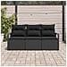 Set di Divani da Giardino  3 Pezzi con Cuscini Nero Polyrattan, Divano da Giardino 2 Posti  con Cuscini Nero Polyrattan - Foto miniatura 3