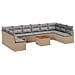 Set Divano da Giardino  11 Pezzi con Cuscini Beige Poly Rattan Acacia, Divano da Giardino  2 Posti con Cuscini Beige Poly Rattan - Foto miniatura 1