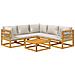 Set Salotto Giardino 6pz Cuscini Grigio Chiaro Legno Massello - Foto miniatura 3
