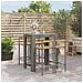 Set Bar Giardino 5pz Grigio Polyrattan e Legno Massello Acacia - Foto miniatura 2