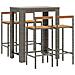 Set Bar Giardino 5pz Grigio Polyrattan e Legno Massello Acacia - Foto miniatura 3