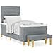Letto a Box Spring con Materasso e Panchina Grigio Chiaro 90x190 cm Tessuto - Foto miniatura 4