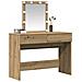 Tavolo da Toeletta con Specchio e LED Finitura Rovere Artigianale in Legno Ingegnerizzato - Foto miniatura 3