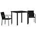 Set da Pranzo per Giardino 3 pcs Nero Poly Rattan - Foto miniatura 1